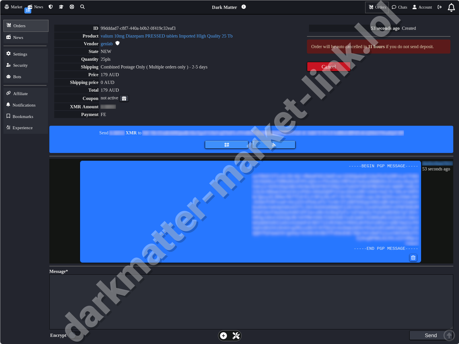 Vendor Profiles on Dark Matter Marketplace